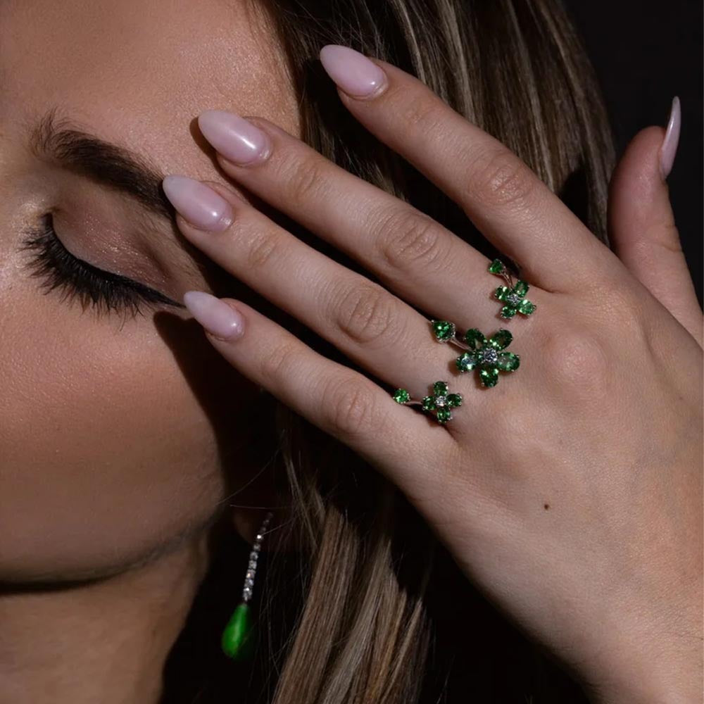 Personalized Flower Ring with Zircon