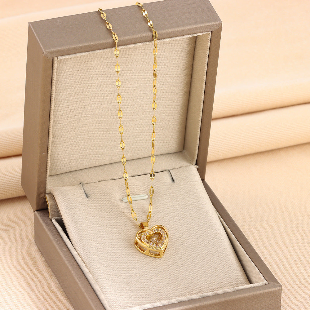 Rhinestone Love Necklace – Double Layer Design