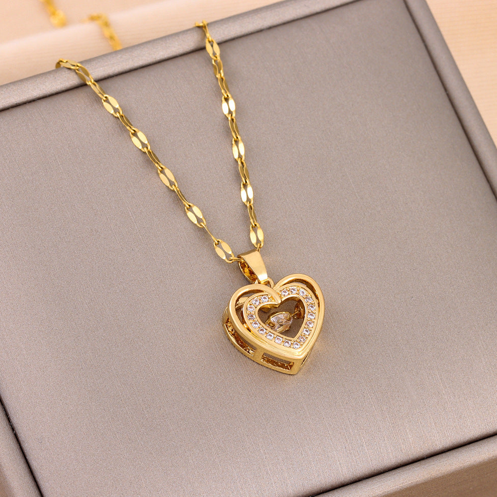 Rhinestone Love Necklace – Double Layer Design