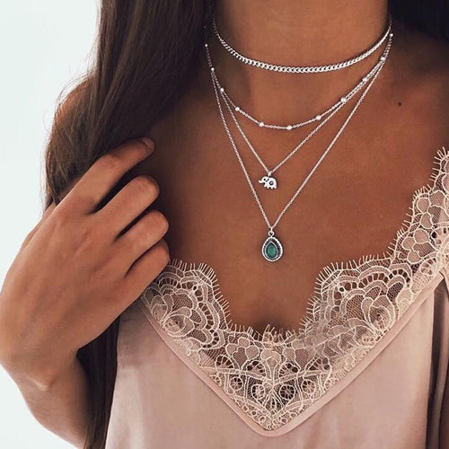 "Boho Elephant Beaded Necklace"